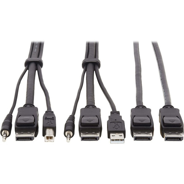 Tripp Lite Dual DisplayPort KVM Cable Kit 4K USB 3.5 mm Audio 3xM-3xM 10ft - American Tech Depot