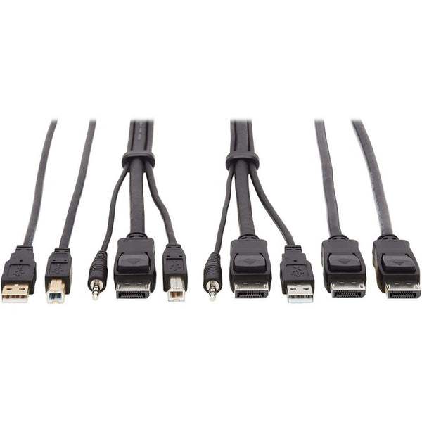 Tripp Lite DisplayPort KVM Cable Kit 4K USB 3.5mm 3xM-3xM USB MM DP MM 10ft - American Tech Depot