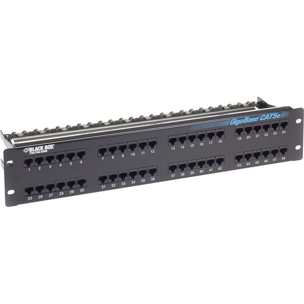 Black Box GigaBase CAT5e Patch Panel - 2U, Unshielded, 48-Port