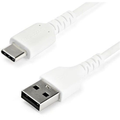 StarTech.com 1M USB A to USB C Charging Cable - Durable Fast Charge & Sync USB 2.0 to USB Type C Data Cord - Aramid Fiber M-M 60W White - American Tech Depot