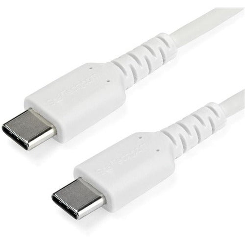 StarTech.com 1m USB C Charging Cable - Durable Fast Charge & Sync USB 3.1 Type C to C Charger Cord - TPE Jacket Aramid Fiber M-M 60W White - American Tech Depot