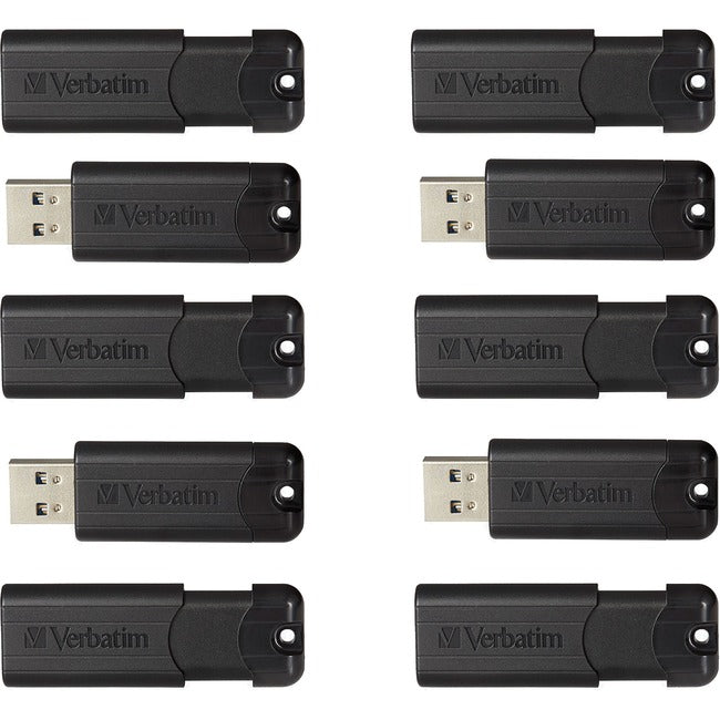 32GB PinStripe USB 3.2 Gen 1 Flash Drive - Business 10pk - Black