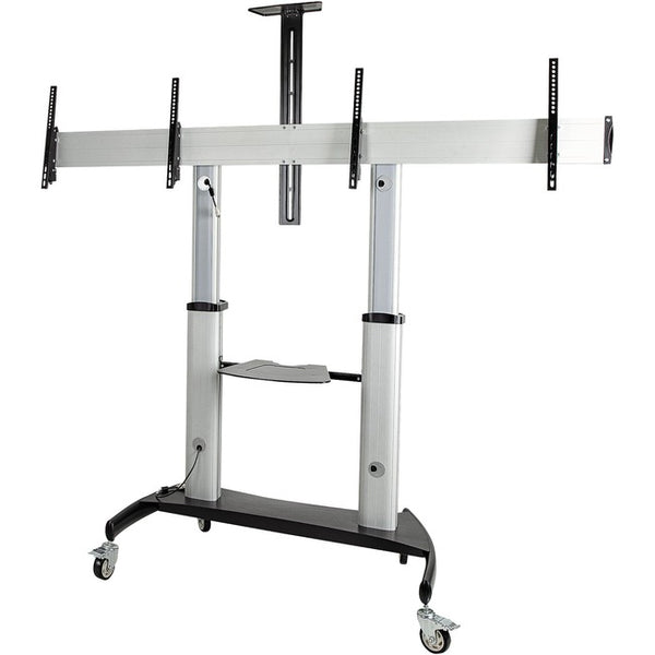 StarTech.com Dual TV Cart, 60in VESA TVs up to 50kg-110lb each, Height Adjustable Mobile Display Mount-Cart, Rolling TV Cart on Wheels