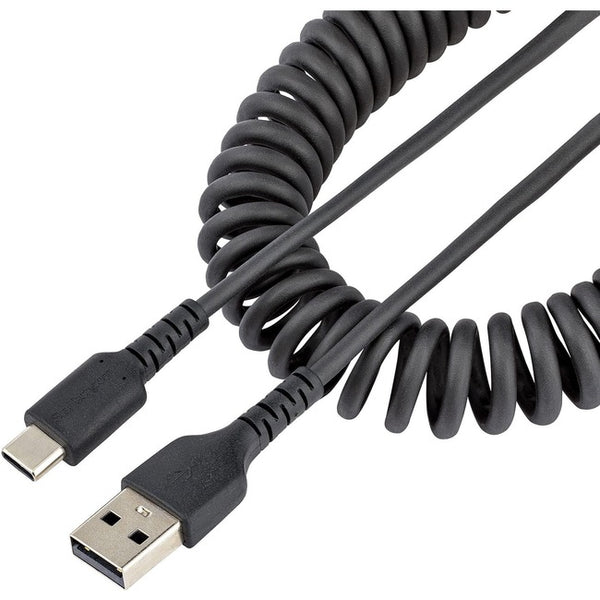 StarTech.com 3ft (1m) USB A to C Charging Cable, Coiled Heavy Duty USB 2.0 A to Type-C, Durable Fast Charge & Sync USB-C Cable, Black, M-M