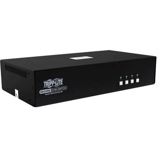 Tripp Lite Secure KVM Switch, 4-Port, Dual Head, DVI to DVI, NIAP PP4.0, Audio, CAC, TAA