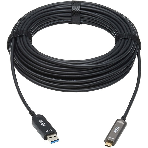 Tripp Lite USB-A to USB-C AOC Cable (M/M) USB 3.2 Gen 2 Plenum-Rated Fiber Active Optical Data Only Black 10 m (33 ft.)