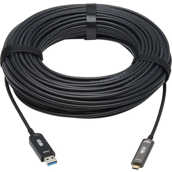 Tripp Lite USB-A to USB-C AOC Cable (M/M) USB 3.2 Gen 2 Plenum-Rated Fiber Active Optical Data Only Black 20 m (66 ft.)