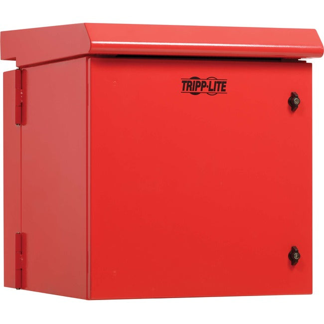 Tripp Lite SmartRack Industrial Enclosure with Lock - NEMA 3R, Wall Mount, Metal Construction, Hinged Back, Internal Fans, 28 in. Depth, 12U, Red