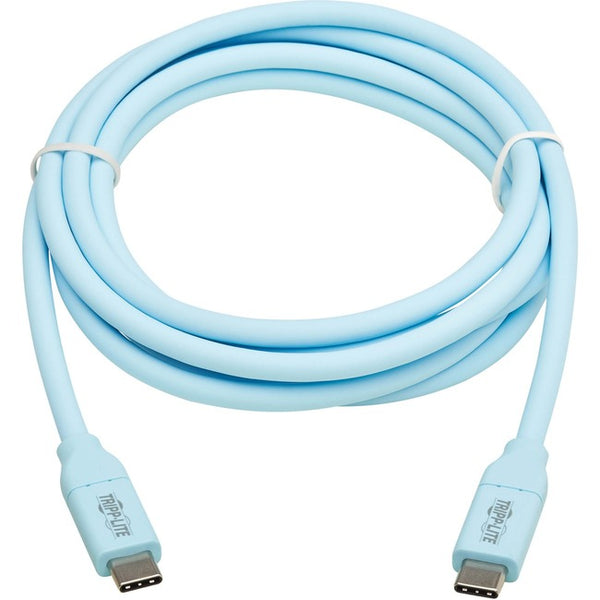 Tripp Lite Safe-IT USB-C Cable (M/M), Antibacterial, Ultra Flexible, 240W PD Charging, Light Blue, 6 ft. (1.8 m)