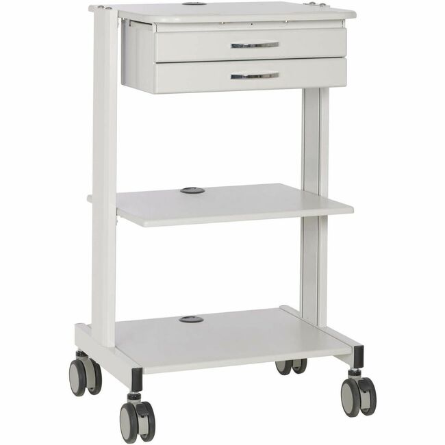 Tripp Lite Mobile Workstation with 2x Adjustable Shelves, 2x Metal Drawers, Locking Caster