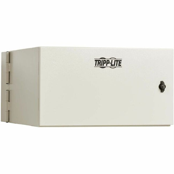 Tripp Lite SmartRack Industrial Enclosure with Lock - NEMA 4, Wall Mount, Metal Construction, Hinged Back, 28 in. Depth, 6U, Gray